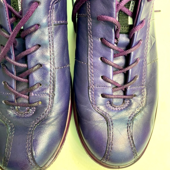Ecco Shoes Womens 6.5 EU 37 Purple Leather Lace Up Sneaker - Picture 10 of 13